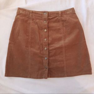 Tan Corduroy Button Mini Skirt